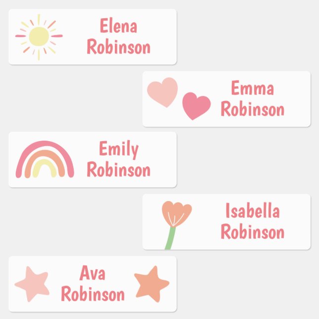 Rainbow Flower Star School Daycare Labels (Group)