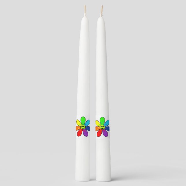 Rainbow Flower Taper Candles (Front)