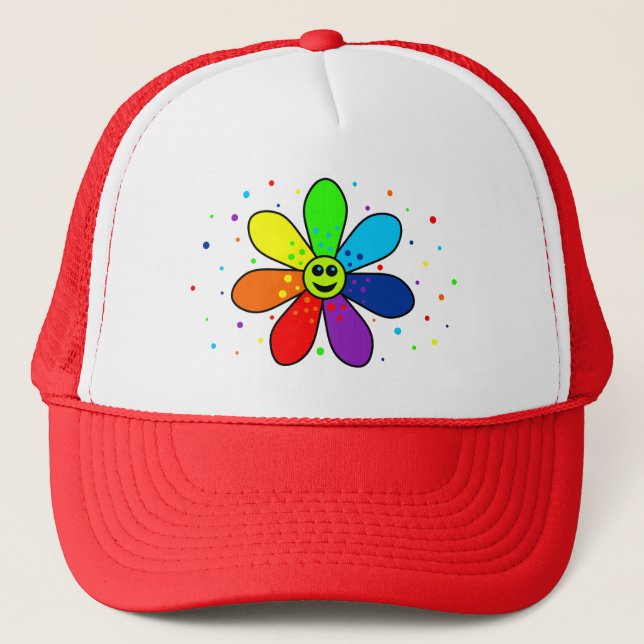 Rainbow Flower Trucker Hat (Front)
