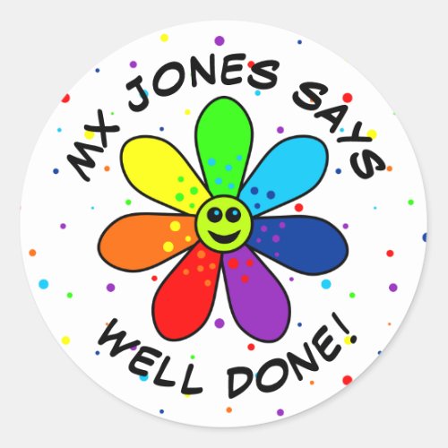 Rainbow Flower Well Done Stickers