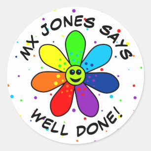 Rainbow Flower Well Done Stickers