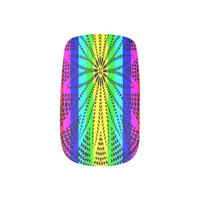 Rainbow Flower Wycinanki Minx Nails Nail Art (Left Thumb)