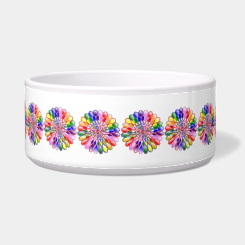 Rainbow Floweret Pet Dog Cat Ceramic Bowl Large