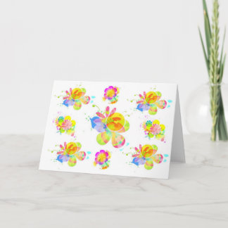 Rainbow Flowers Blank Greeting Card