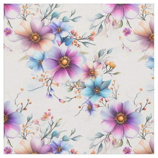 Rainbow Flowers Fabric