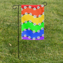 Rainbow & Flowers Garden Flag