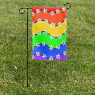 Rainbow & Flowers Garden Flag