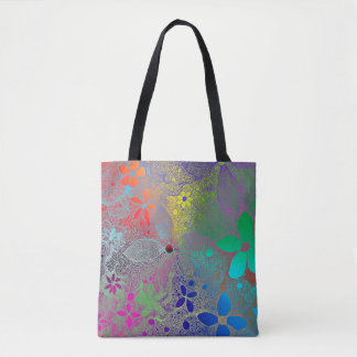 Rainbow Flowers In Lace Tote Bag