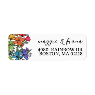 Rainbow Flowers LGBT Wedding Label