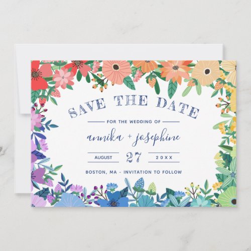 Rainbow Flowers LGBT Wedding Save the Date