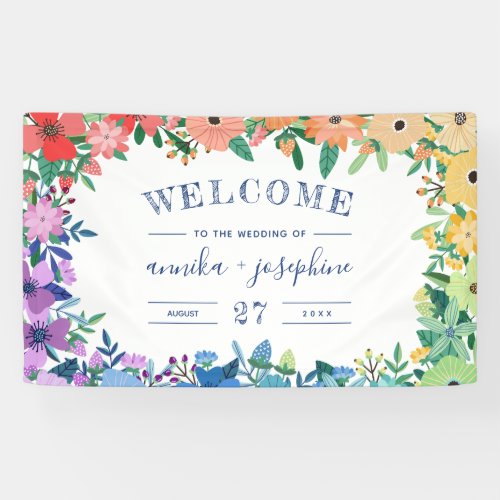 Rainbow Flowers LGBT Wedding Welcome Banner