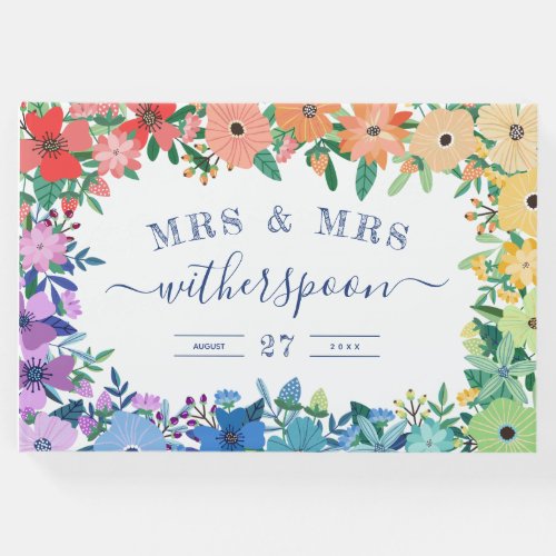 Rainbow Flowers Mrs  Mrs Wedding Guestbook