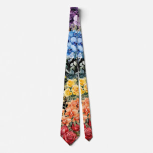Rainbow Flowers Neck Tie