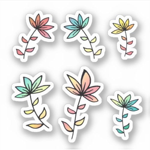 Rainbow flowers pack flowers mini set sticker