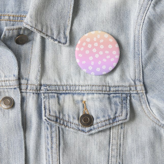 Rainbow Flowers Pinback Button (In Situ)