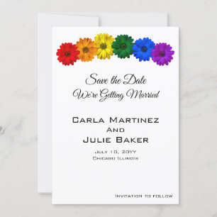 Rainbow Flowers Save The Date Card