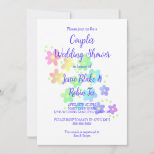 Rainbow Flowers Wedding Shower Invitation