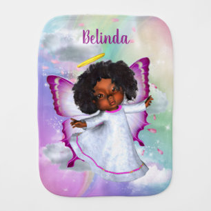 Rainbow fluffy Clouds Butterfly Baby Girls Burp Cloth