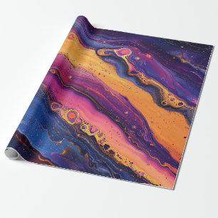 Rainbow Fluid Pour Purple & Orange Colorful Wrapping Paper