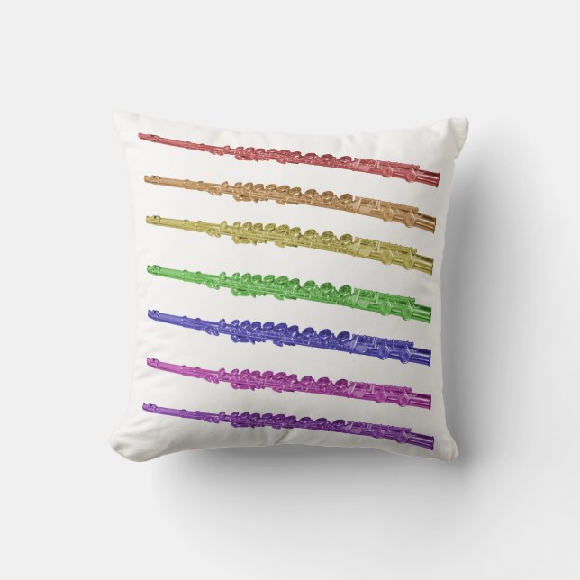 Rainbow Flutes Throw Pillow (Front)