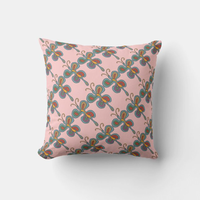 Rainbow Flutterfly Throw Pillow (Front)