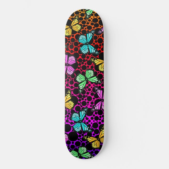 Rainbow Foam Butterflies Skateboard (Front)