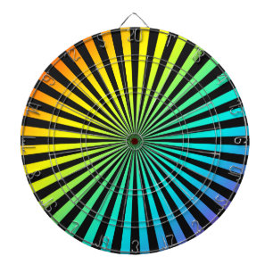 rainbow focus dartboard with darts