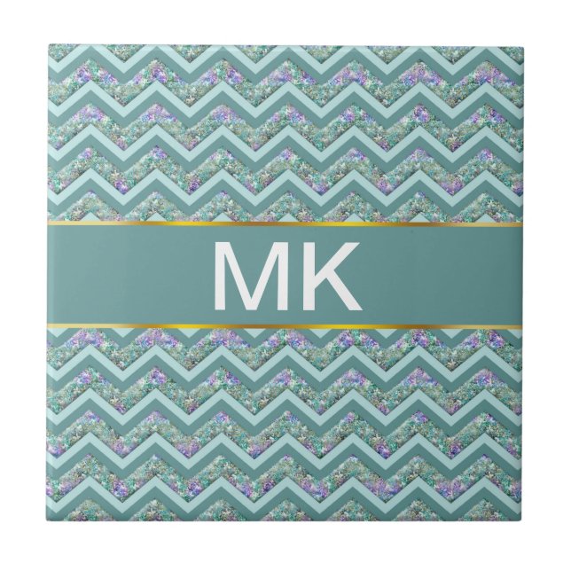 Rainbow Foil ZigZag Pattern Ceramic Tile (Front)