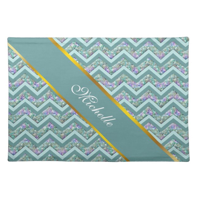 Rainbow Foil ZigZag Pattern Cloth Placemat (Front)