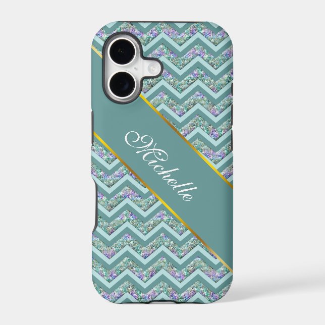 Rainbow Foil ZigZag Pattern Iphone Case (Back)