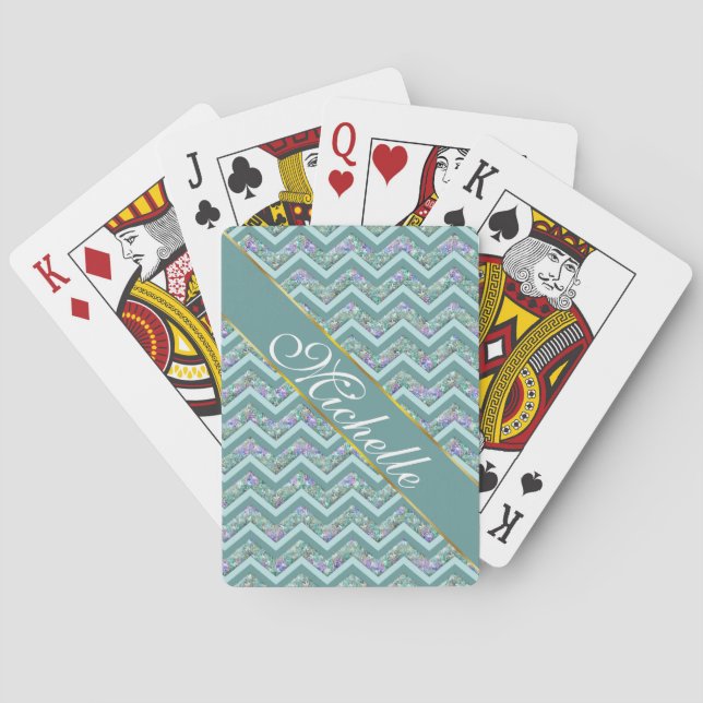 Rainbow Foil ZigZag Pattern Poker Cards (Back)