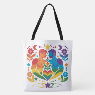 Rainbow Folk Art Pride Garden Tote Bag