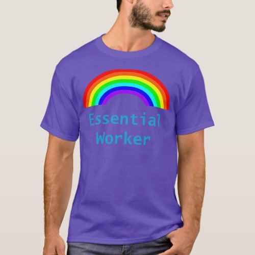 Rainbow for Essential Workers in Blue T_Shirt