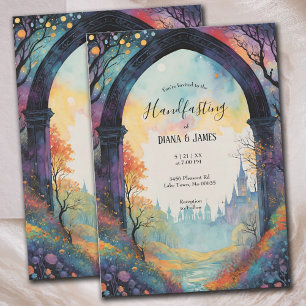 Rainbow Forest Castle Arch Pagan Handfasting Invitation