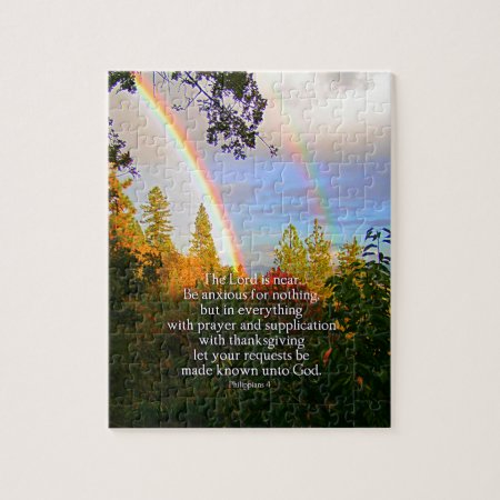 Rainbow Forest Christian Scripture Bible Verse Jigsaw Puzzle