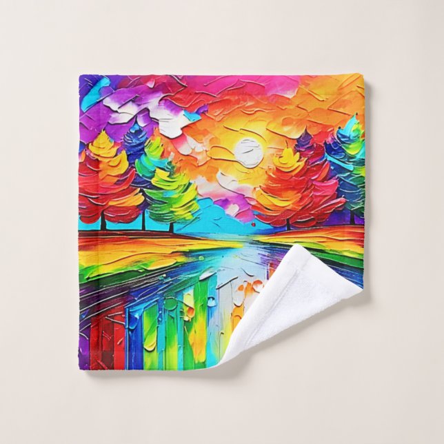Rainbow Forest Sunset Dreams Bath Towel Set (Wash Cloth)
