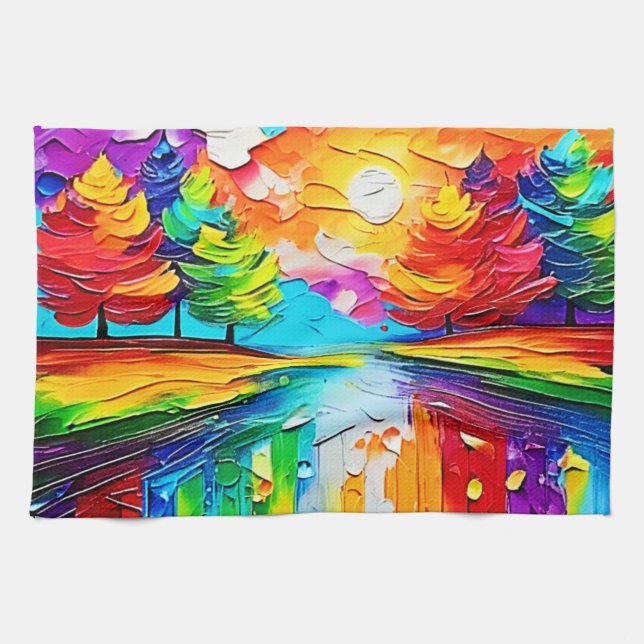 Rainbow Forest Sunset Dreams Kitchen Towel (Horizontal)