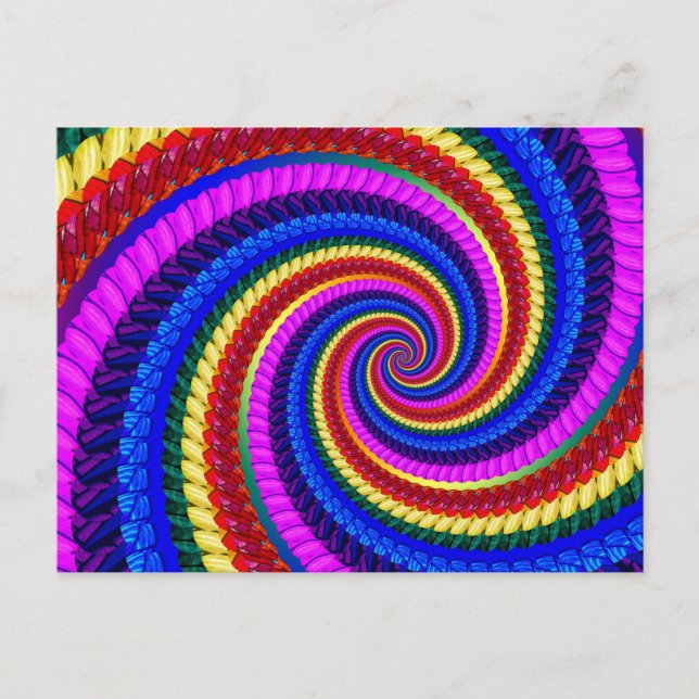 Rainbow Fractal Art Swirl Pattern Postcard (Front)