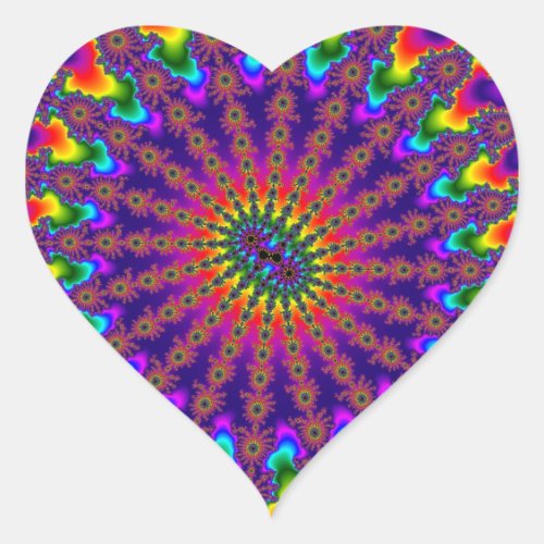 Rainbow Fractal Burst Heart Sticker