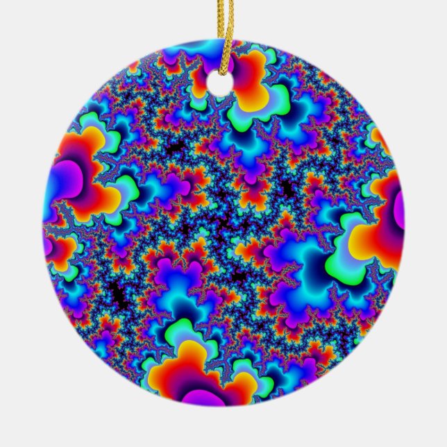 Rainbow Fractal Ceramic Ornament (Front)
