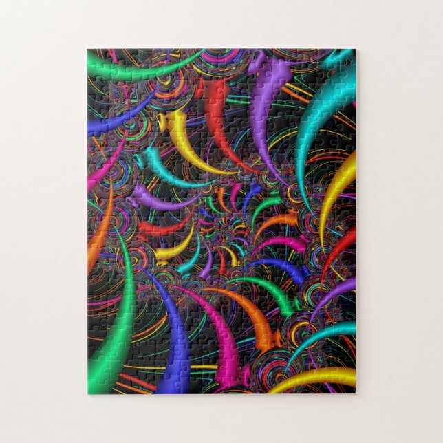 Rainbow Fractal Spiral Rainbow Pattern Jigsaw Puzzle (Vertical)