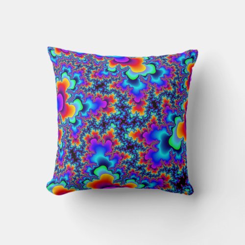 Rainbow Fractal Throw Pillow