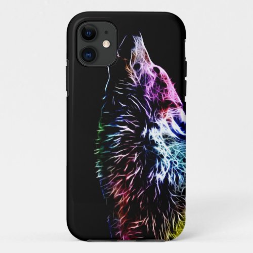 Rainbow Fractal wolf iPhone 11 Case