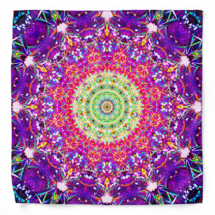 Rainbow Fractals   Kaleidoscopic Mandala Bandana