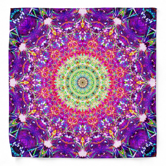 Rainbow Fractals | Kaleidoscopic Mandala Bandana (Front)