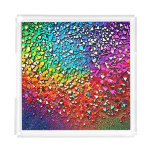 Rainbow Fragment Mosaic Acrylic Tray