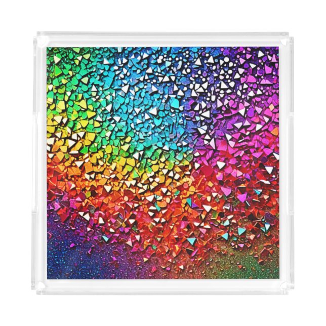 Rainbow Fragment Mosaic Acrylic Tray (Front)