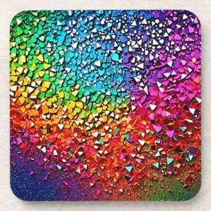 Rainbow Fragment Mosaic Beverage Coaster