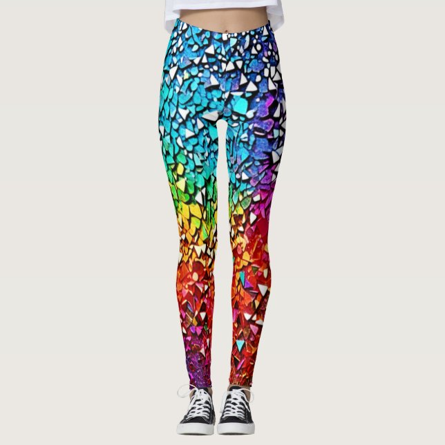 Rainbow Fragment Mosaic Leggings (Front)