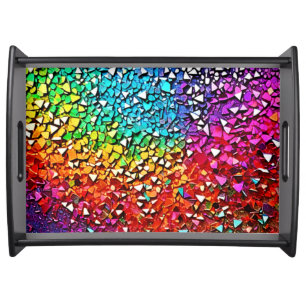 Rainbow Fragment Mosaic Serving Tray